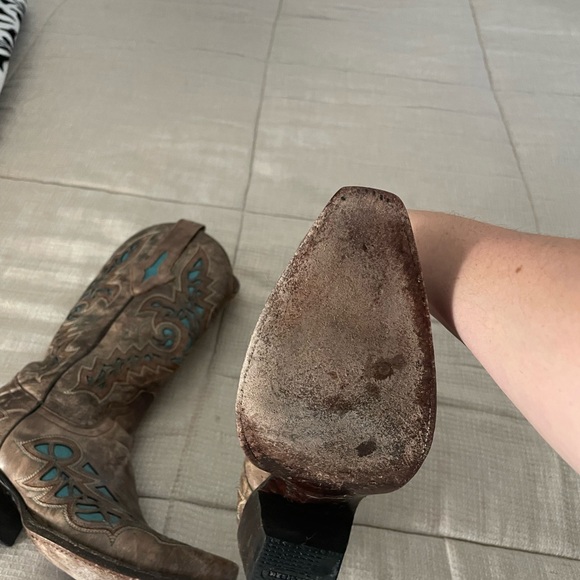 Resistol Western Cowboy Boots - Brown and Turquoise - Picture 6 of 7